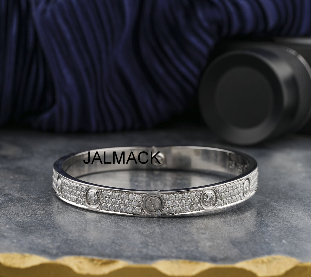 Moissanite Bangle Bracelets, White  Gold