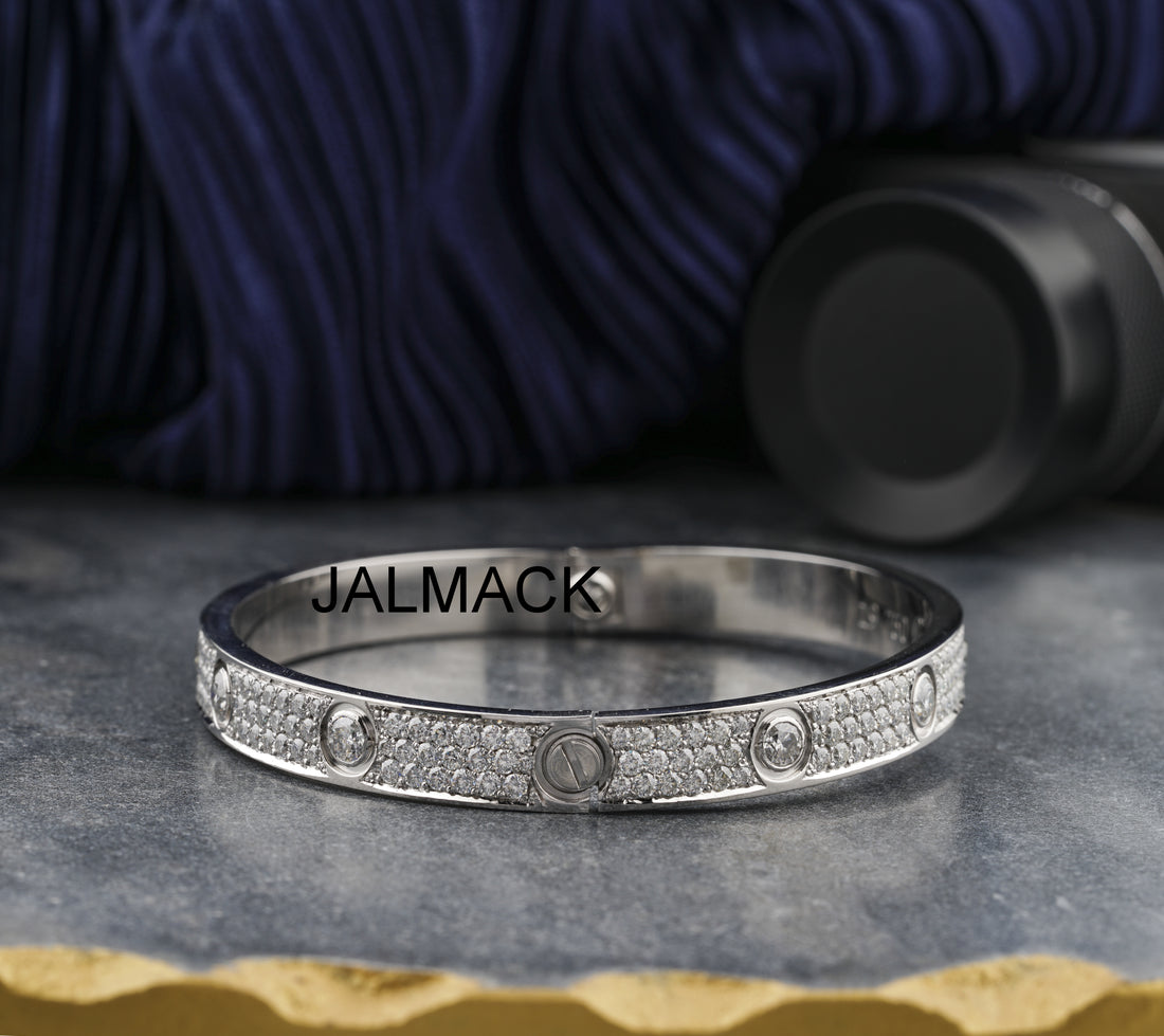 Moissanite Bangle Bracelets, White  Gold