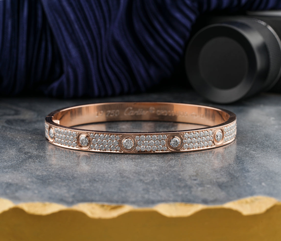 Moissanite Bangle Bracelets, Rose Gold