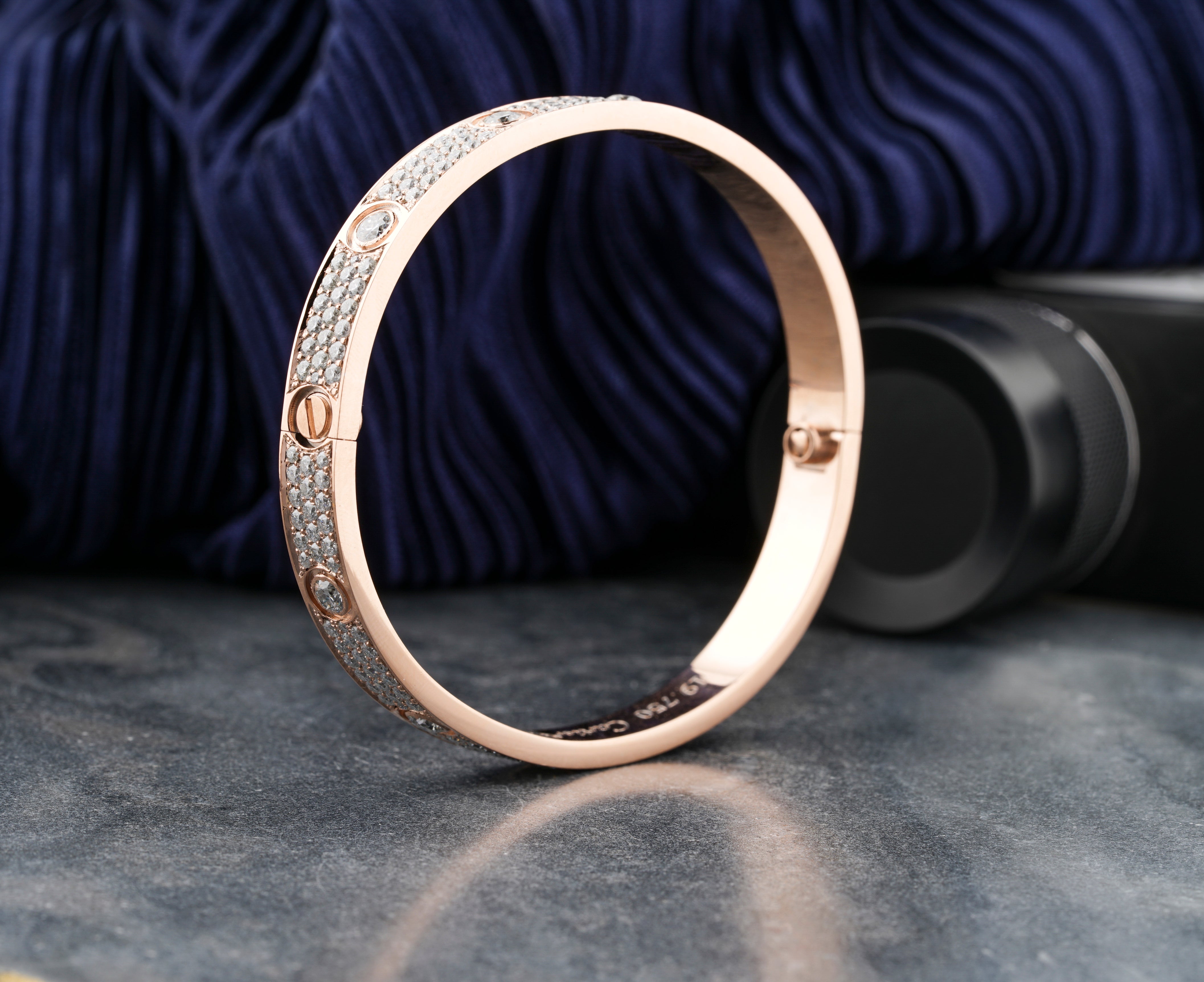 Moissanite Bangle Bracelets, Rose Gold