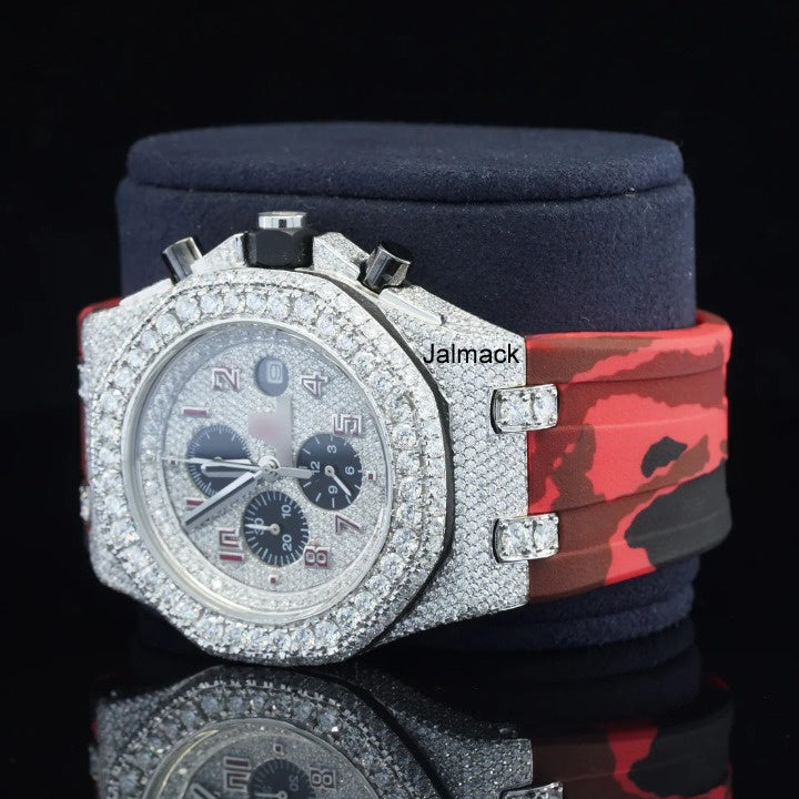 Luxury Fully Iced Out Moissanite Chronograph Watch for Men