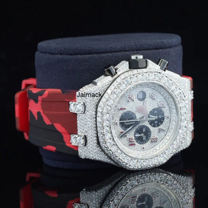 Luxury Fully Iced Out Moissanite Chronograph Watch for Men