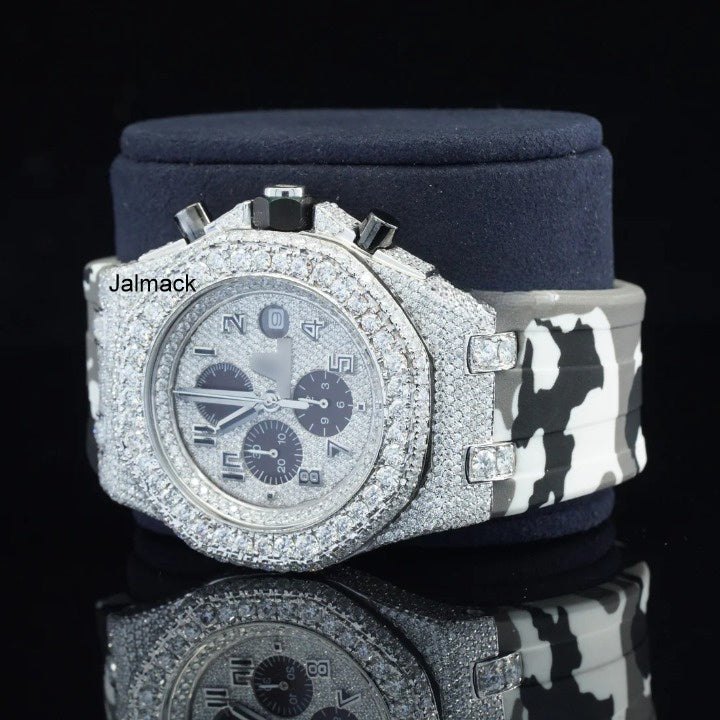 Luxury Fully Iced Out Moissanite Chronograph Watch for Men