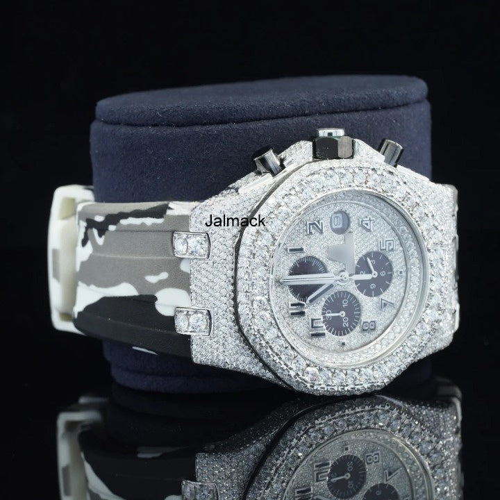 Luxury Fully Iced Out Moissanite Chronograph Watch for Men