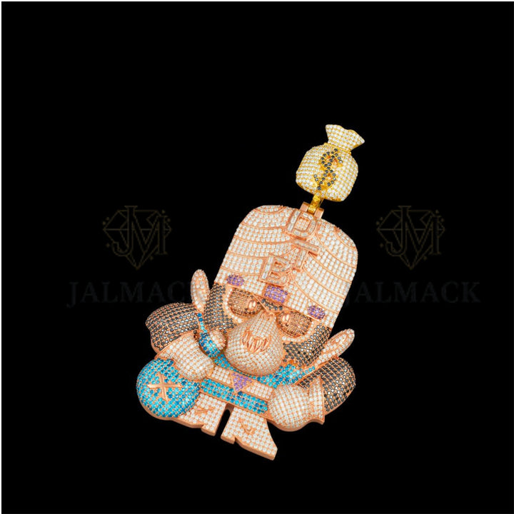 Masked Money Character Moissanite Pendant VVS1 D Color Fully Iced Out