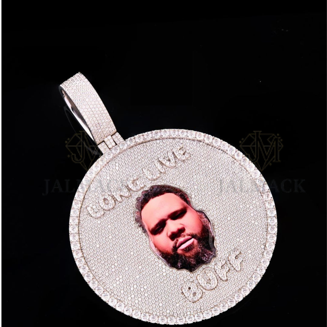 Personalized Long Live BUFF Photo Moissanite Medallion Fully Iced Out