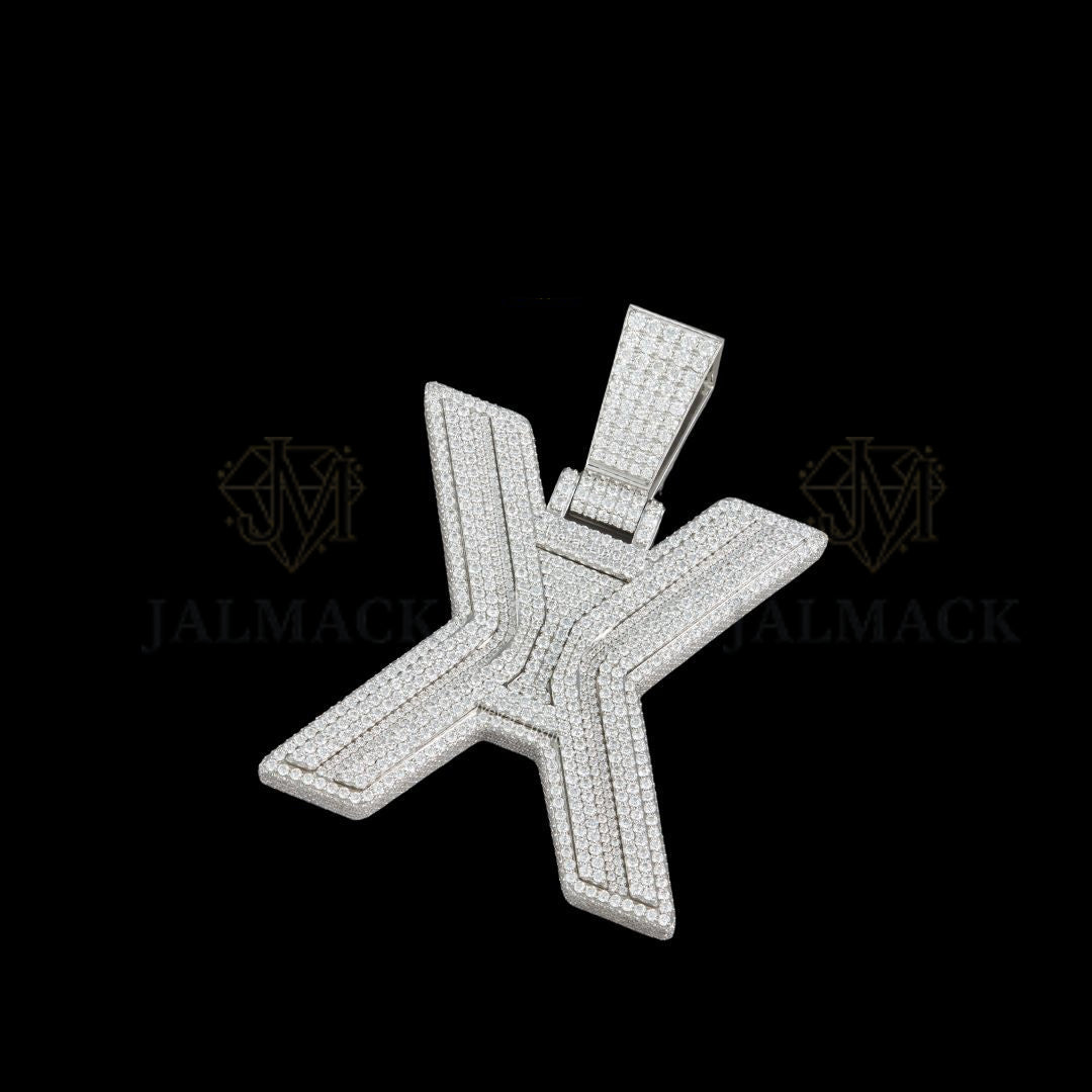 Letter X Moissanite Pendant VVS1 D Color Fully Iced Out