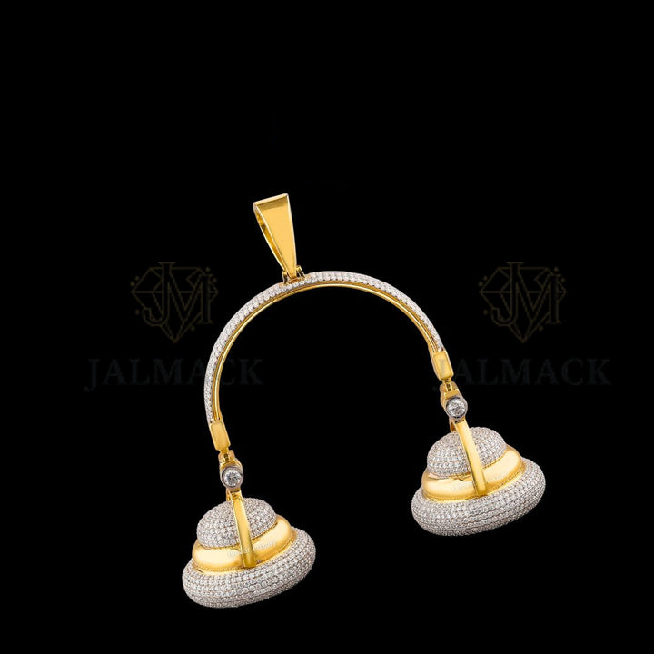 Two-Tone Headphones Moissanite Pendant VVS1 D Color Fully Iced Out