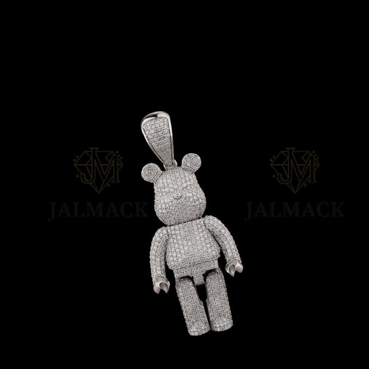 Fully Iced Articulated Bear Moissanite Pendant VVS1 D Color