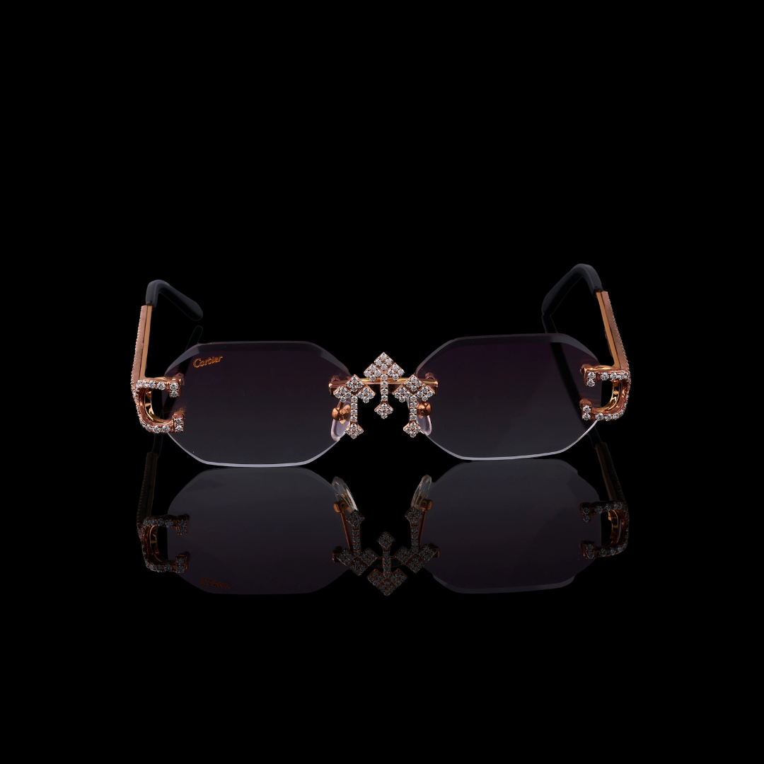 Luxury Rose Gold Cross Bridge Moissanite Sunglasses