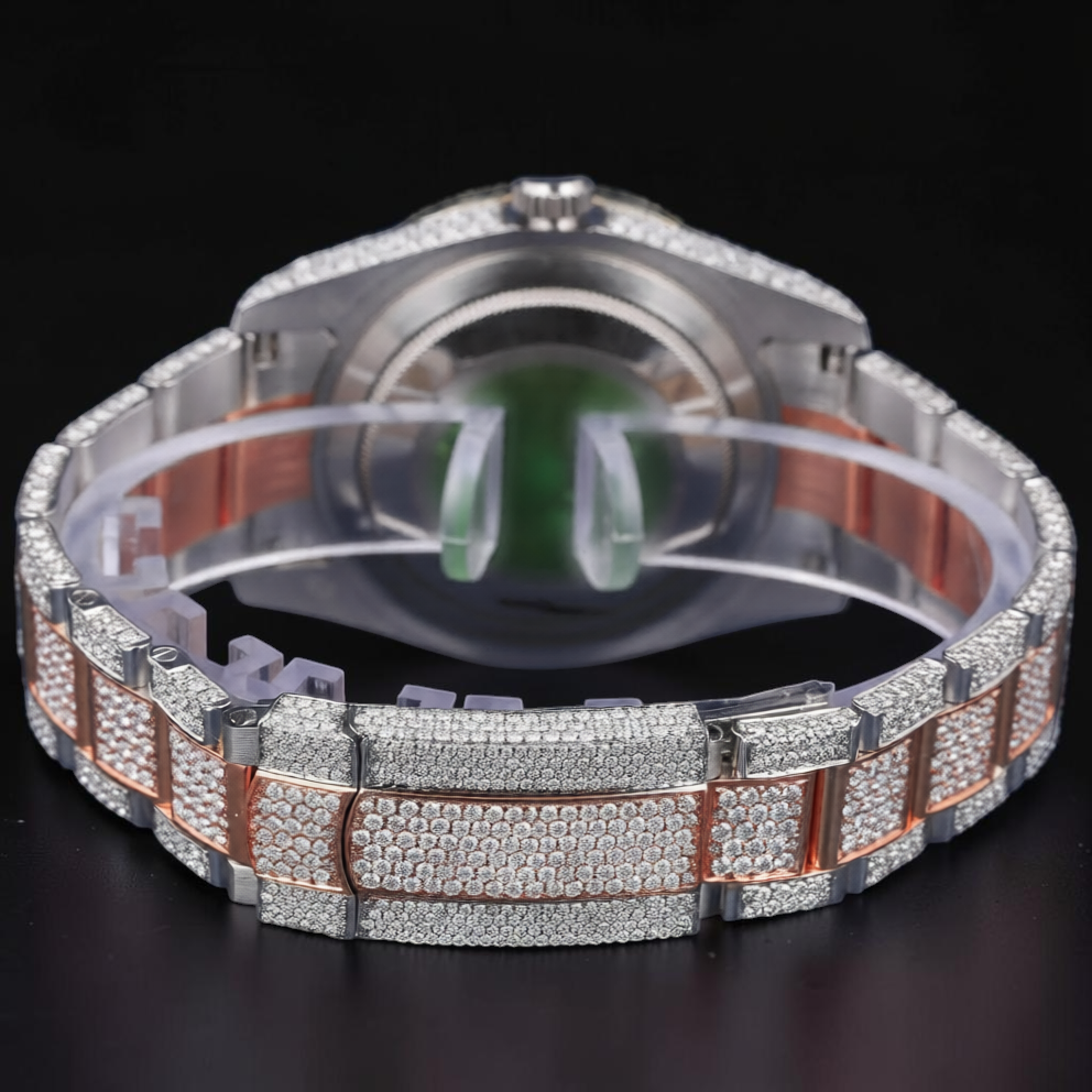 Luxury Rose Gold Two Tone Moissanite Watch