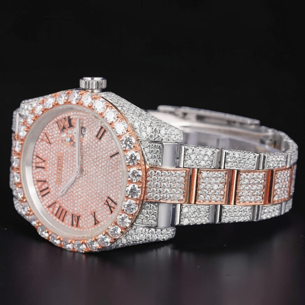 Luxury Rose Gold Two Tone Moissanite Watch