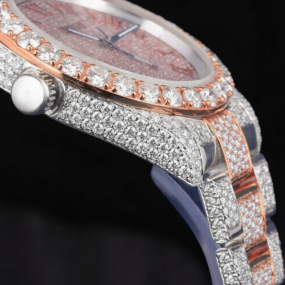 Luxury Rose Gold Two Tone Moissanite Watch