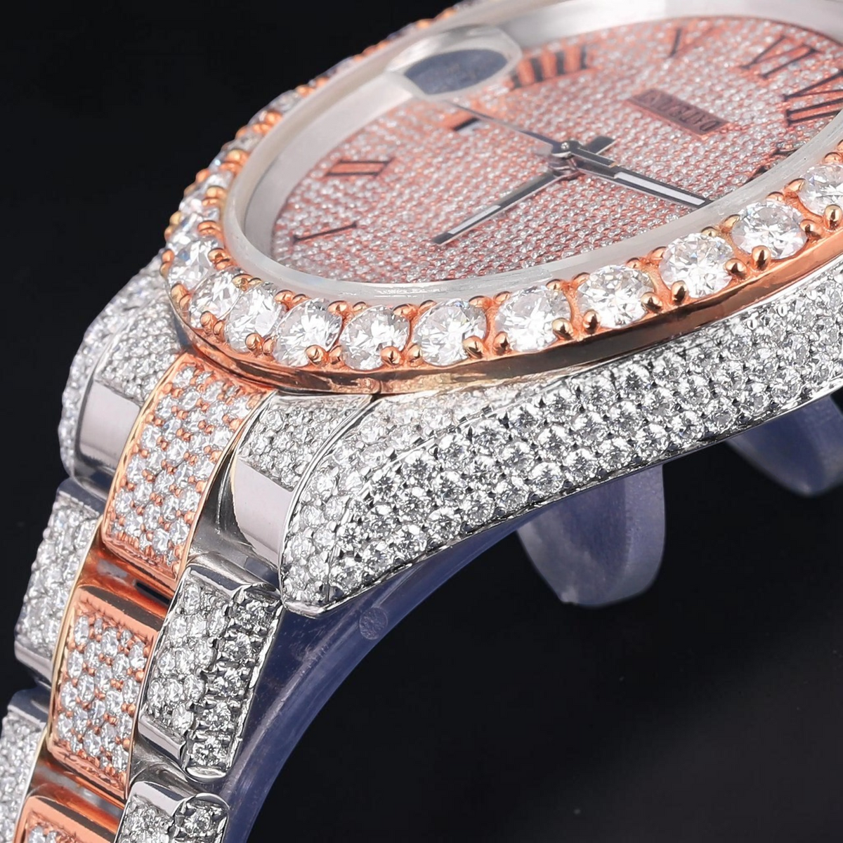 Luxury Rose Gold Two Tone Moissanite Watch