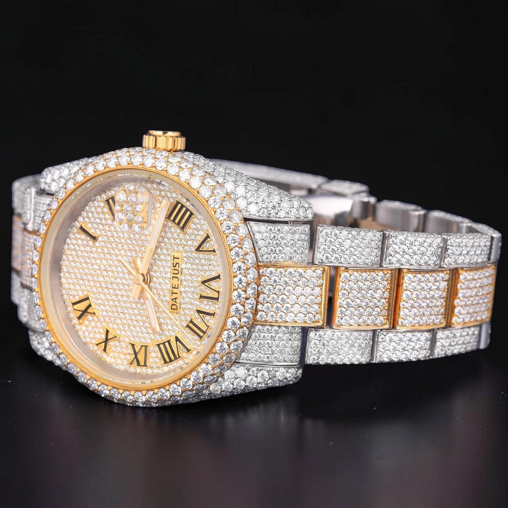 Timeless Luxury Gold Two Tone Moissanite Watch