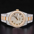 Luxury Gold Two Tone Moissanite Watch VVS1 D Color Fully Iced
