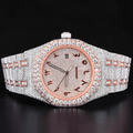 Luxury Rose Gold Arabic Dial Moissanite Automatic Watch