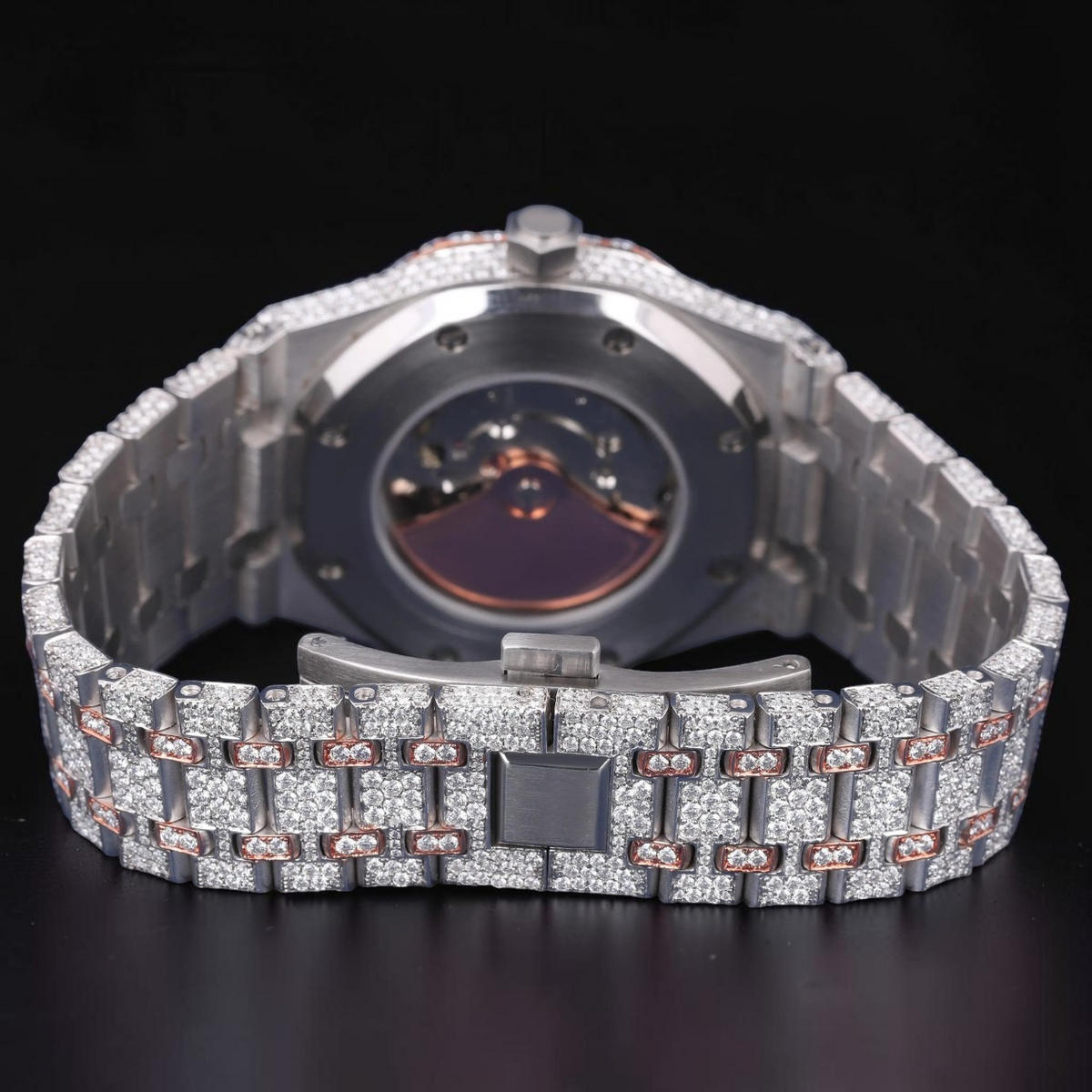Luxury Rose Gold Arabic Dial Moissanite Automatic Watch
