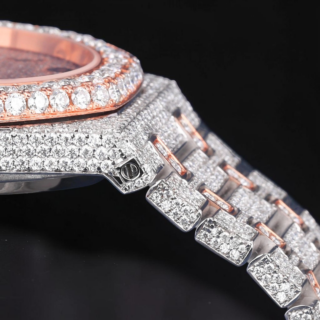Luxury Rose Gold Arabic Dial Moissanite Automatic Watch