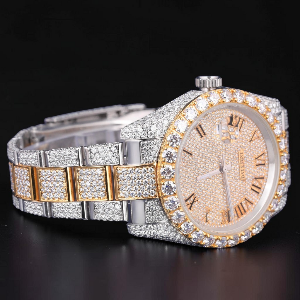 Luxury Gold Roman Moissanite Watch