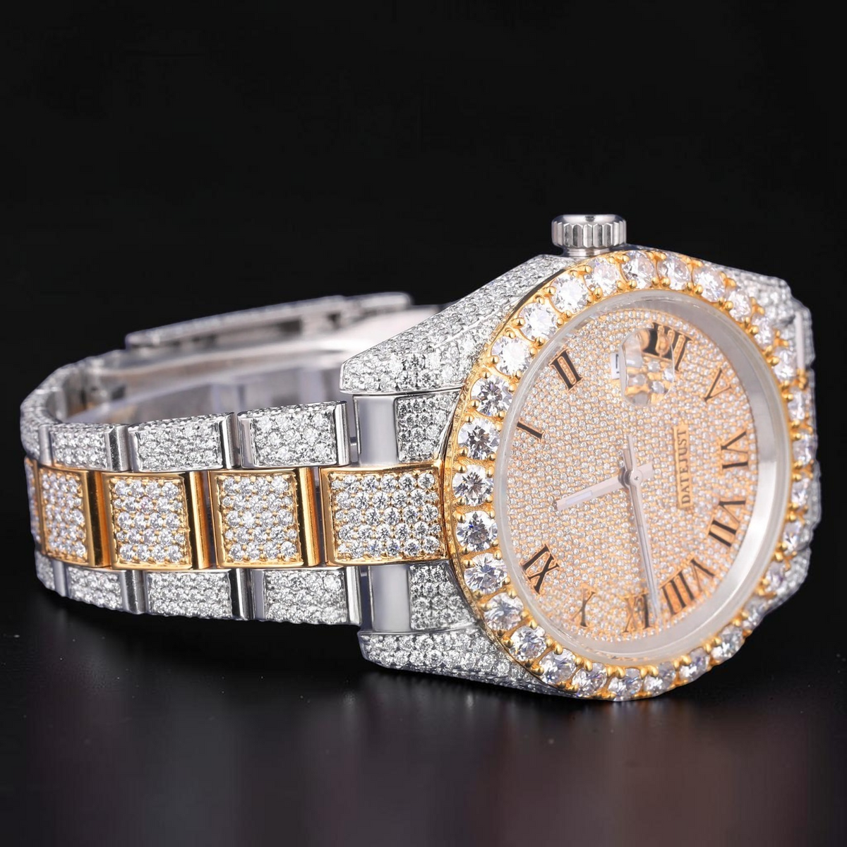 Luxury Gold Roman Moissanite Watch