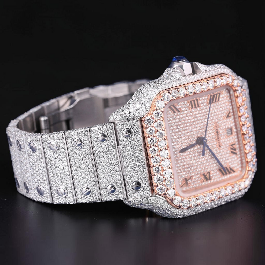 Luxury Square Rose Gold Moissanite Automatic Watch