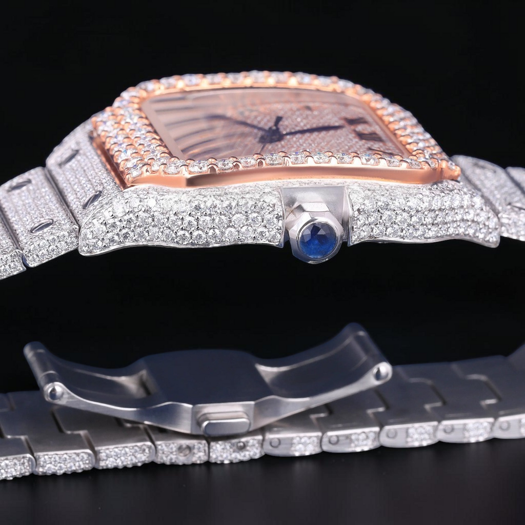 Luxury Square Rose Gold Moissanite Automatic Watch