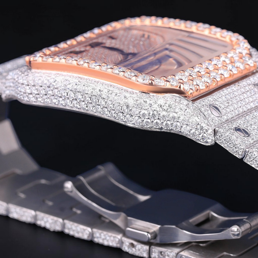 Luxury Square Rose Gold Moissanite Automatic Watch