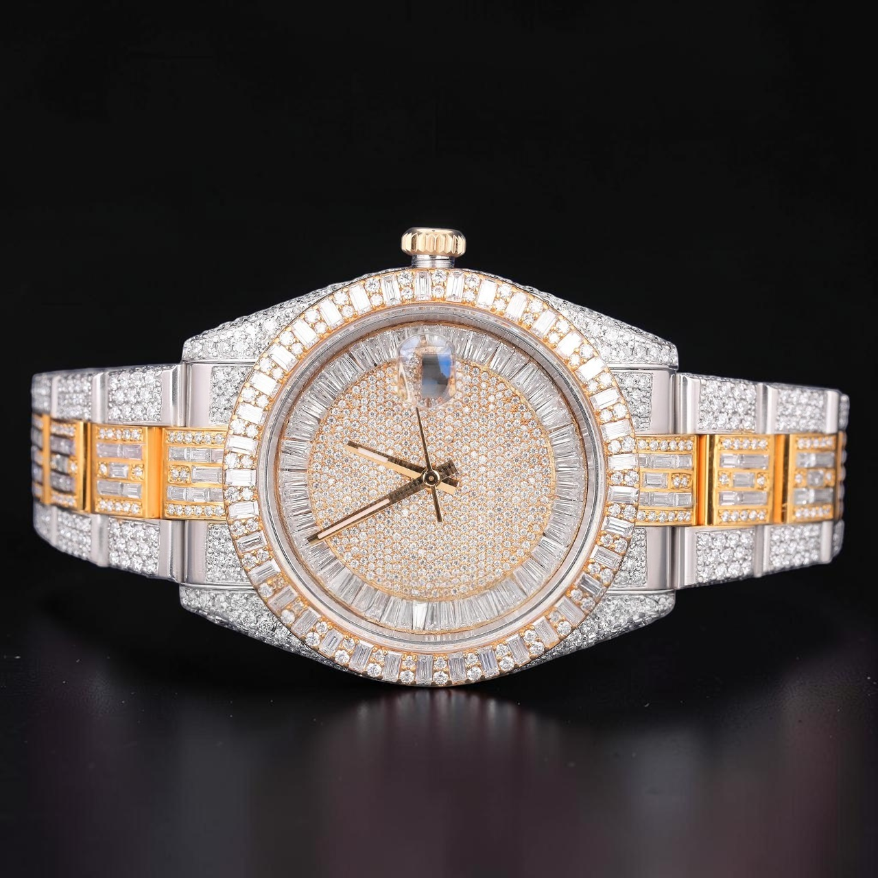 Luxury Baguette Two Tone Moissanite Automatic Watch