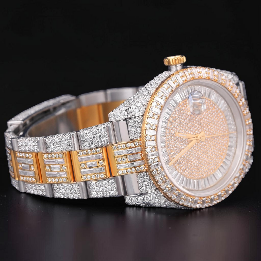 Luxury Baguette Two Tone Moissanite Automatic Watch