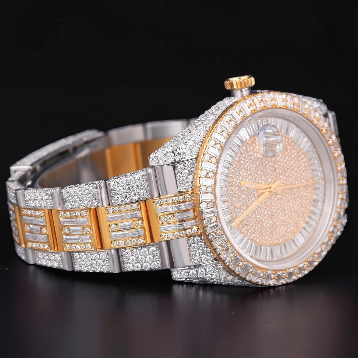 Luxury Baguette Two Tone Moissanite Automatic Watch