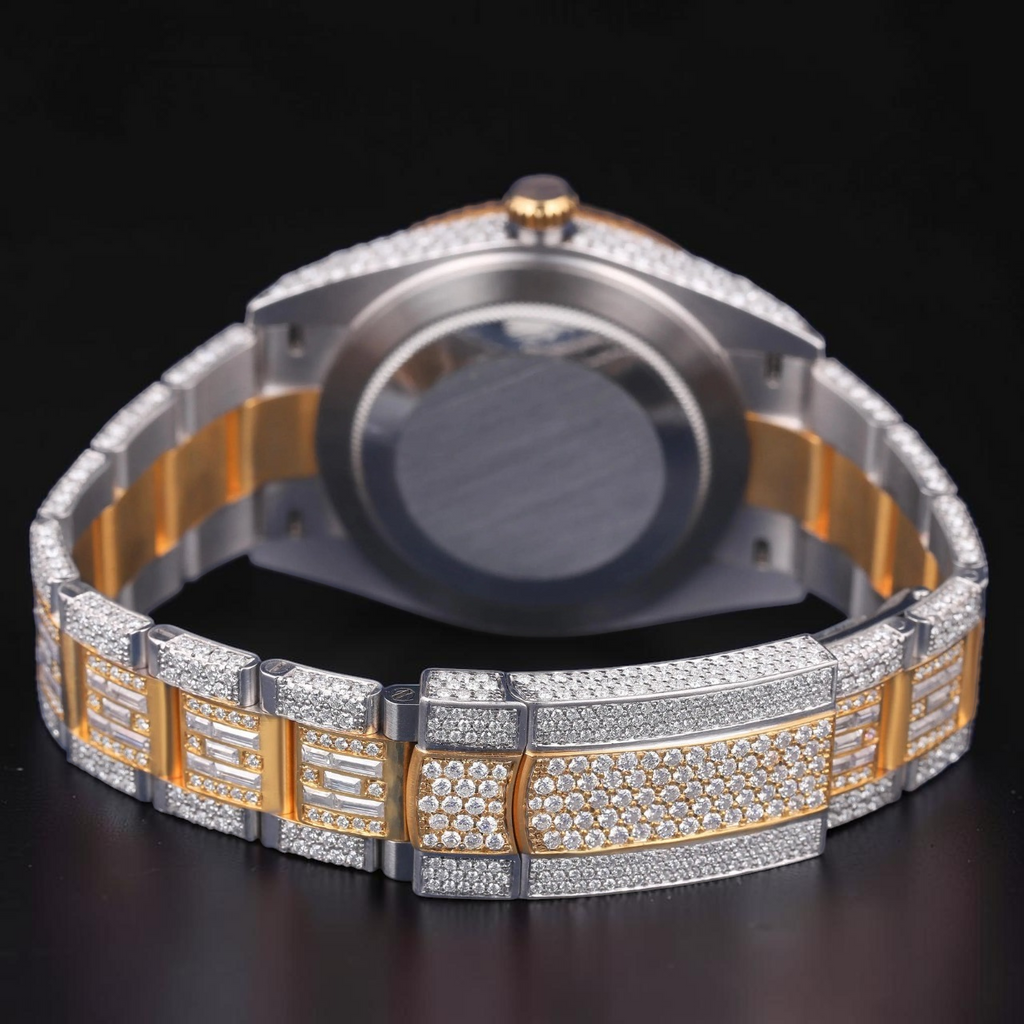 Luxury Baguette Two Tone Moissanite Automatic Watch