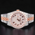 Luxury Rose Gold Moissanite Day Date Automatic Watch