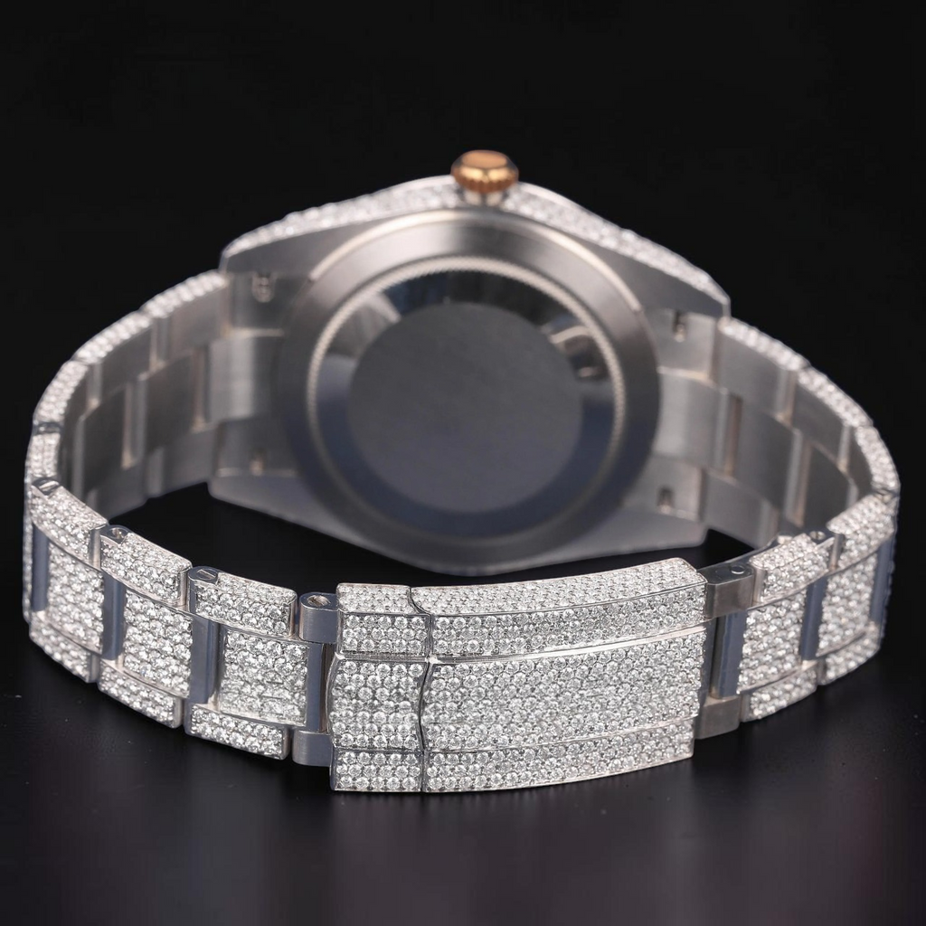 Luxury Black Dial Moissanite Automatic Watch
