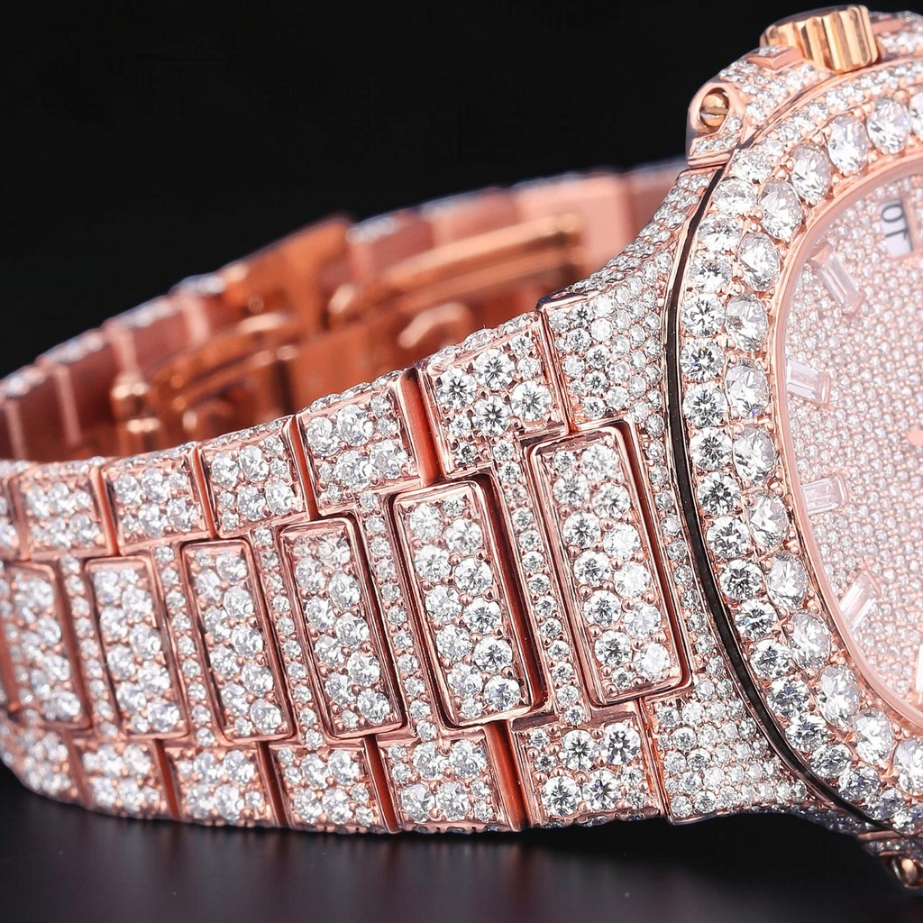 Luxury Rose Gold Moissanite Automatic Watch
