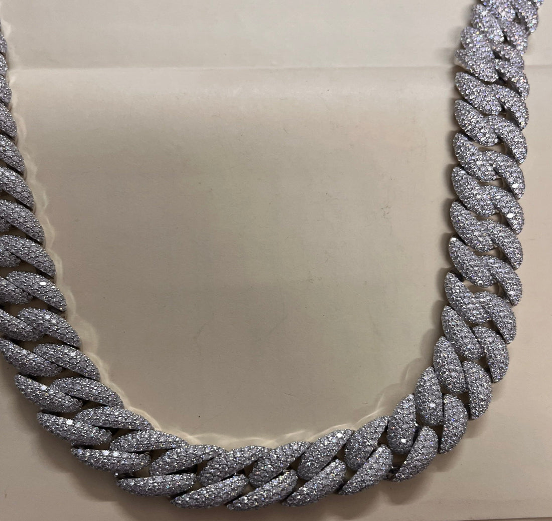 Luxury 16MM 925 Sterling Silver Hip hop Moissanite Cuban Link Chain For Men's Fashion