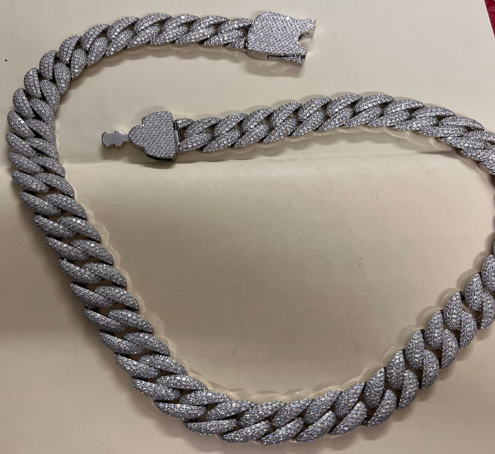 Luxury 16MM 925 Sterling Silver Hip hop Moissanite Cuban Link Chain For Men's Fashion