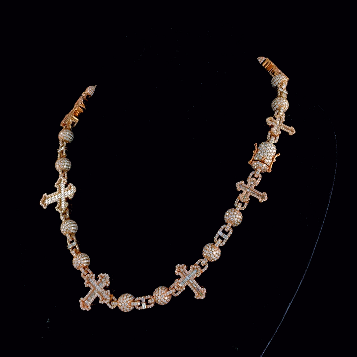 MOISSANITE BAGUETTE CROSS CUSTOM LINK CHAIN 14K GOLD