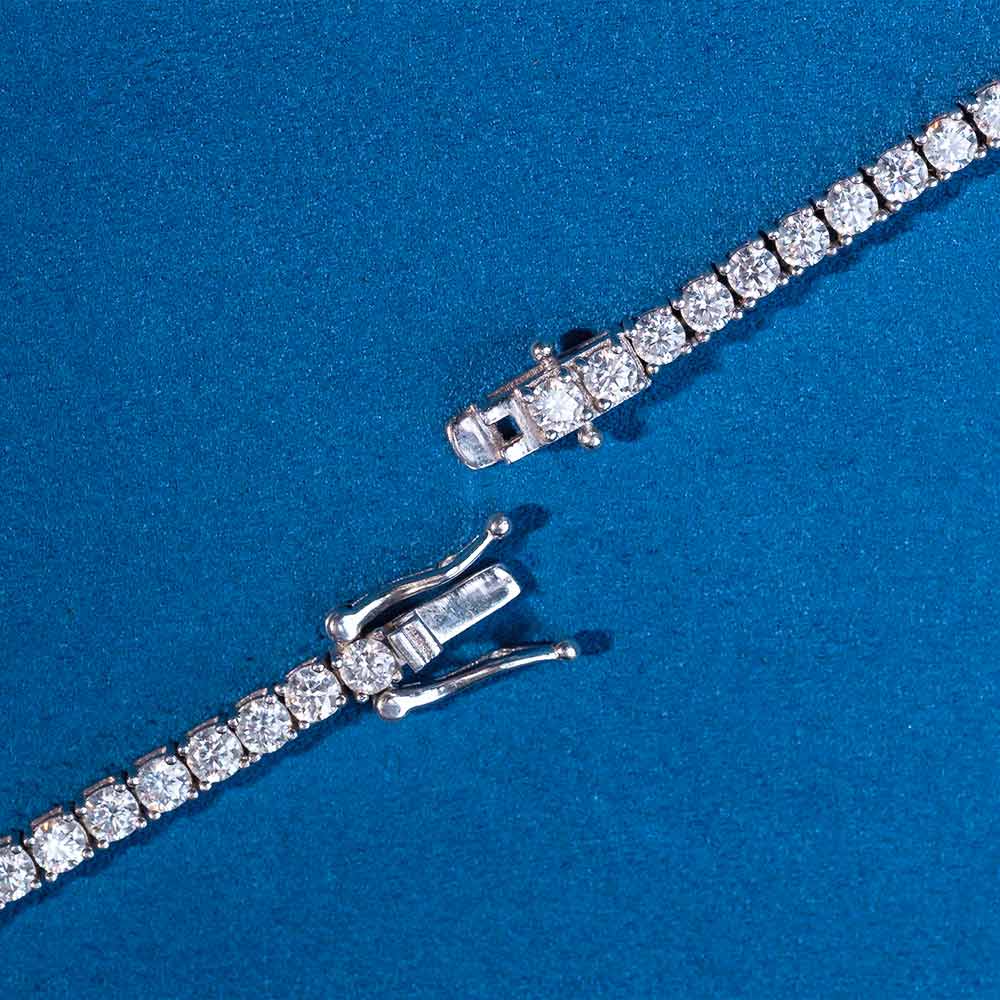 3MM Round Cut VVS1 Moissanite Tennis Chain & Bracelet Set 925 Sterling Silver Diamond Tennis Jewelry