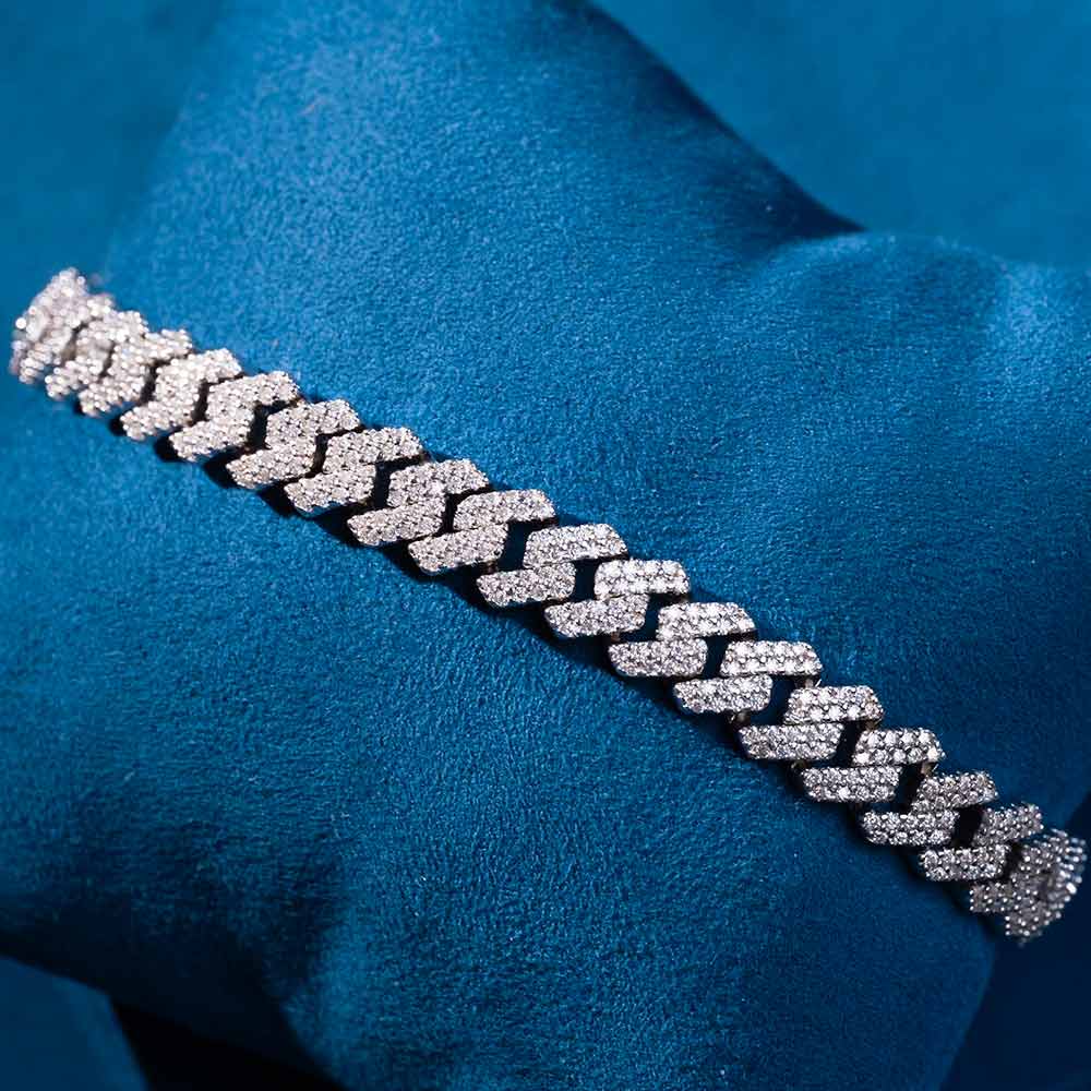 VVS Moissanite Cuban Link Bracelet 10MM 925 Sterling Silver Fully Iced Out Hip Hop Luxury Bracelet