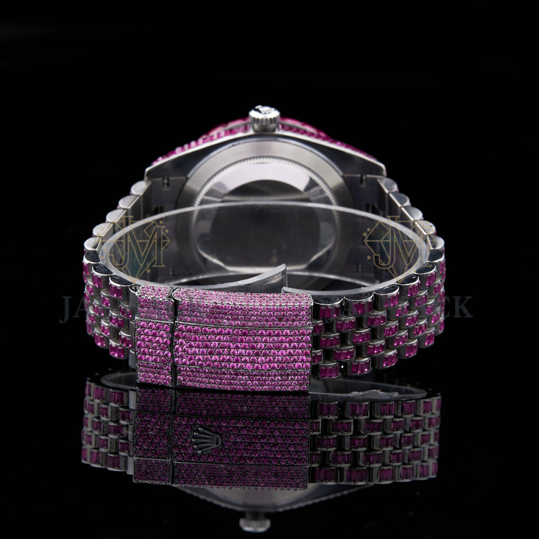 Pink Dial Roman Letter Baguette & Round Moissanite Watch