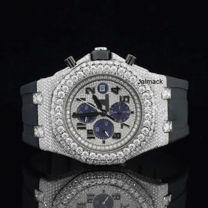 Luxury Fully Iced Out Rose Gold Chronograph Moissanite Watch for Men
