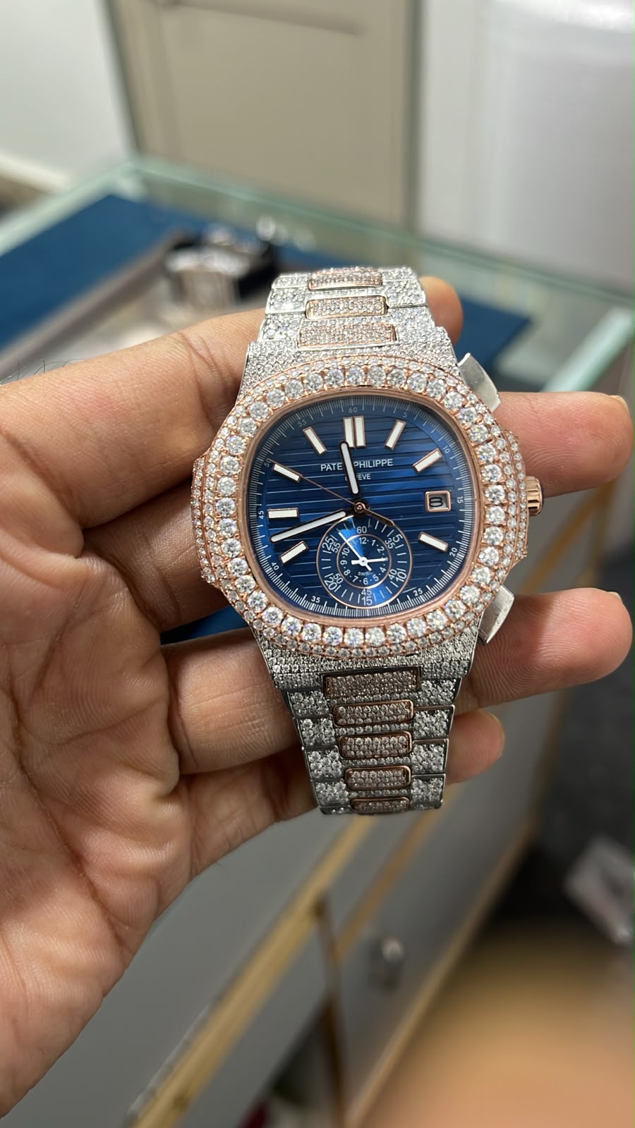 3 watches Rolex Full White, Ap Blue Rubber Band & Rose and White Patek