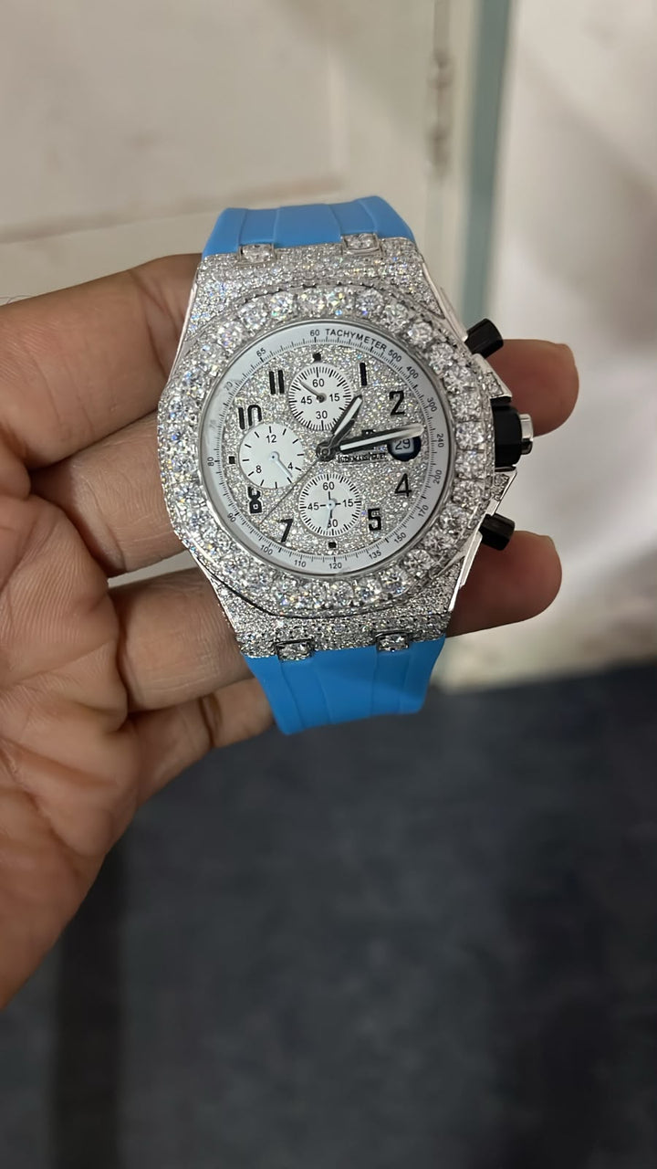 3 watches Rolex Full White, Ap Blue Rubber Band & Rose and White Patek