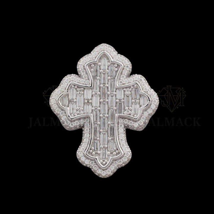 Fully Iced-Out Baguette Moissanite Cross Ring
