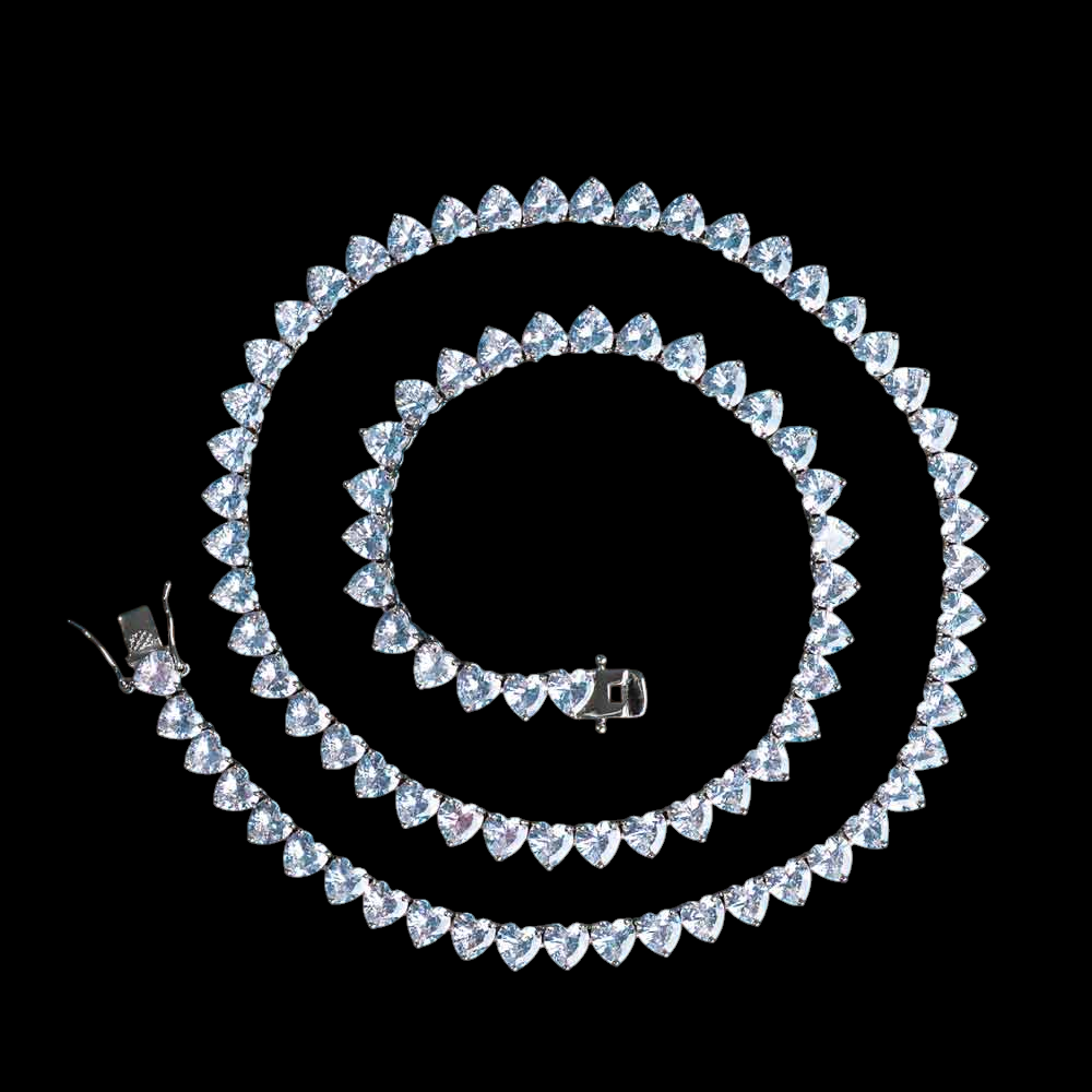6MM Heart Cut VVS1 D Color Moissanite Tennis Chain 925 Sterling Silver