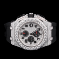 Silver Moissanite Watch VVS1 D Color Black Rubber Strap Watch