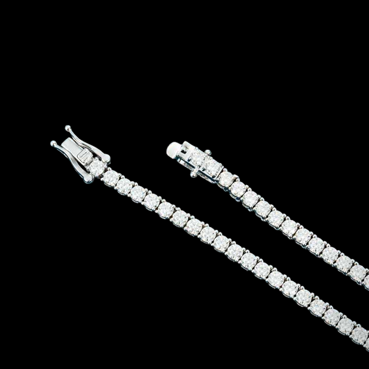 925 Sterling Silver 3MM Round Cut VVS Moissanite Tennis Chain Necklace