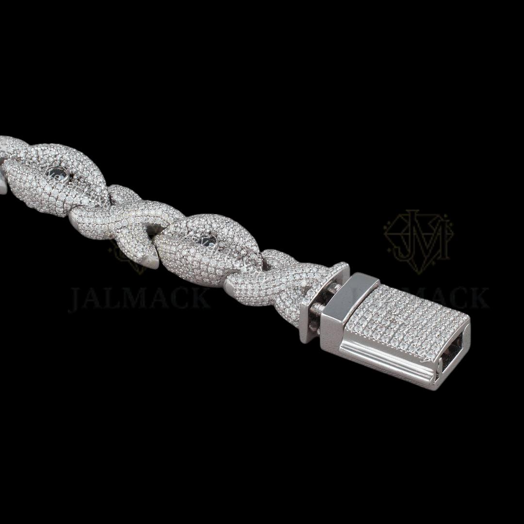 Silver Snake Moissanite Bracelet VVS1 D Colour Fully Iced Out