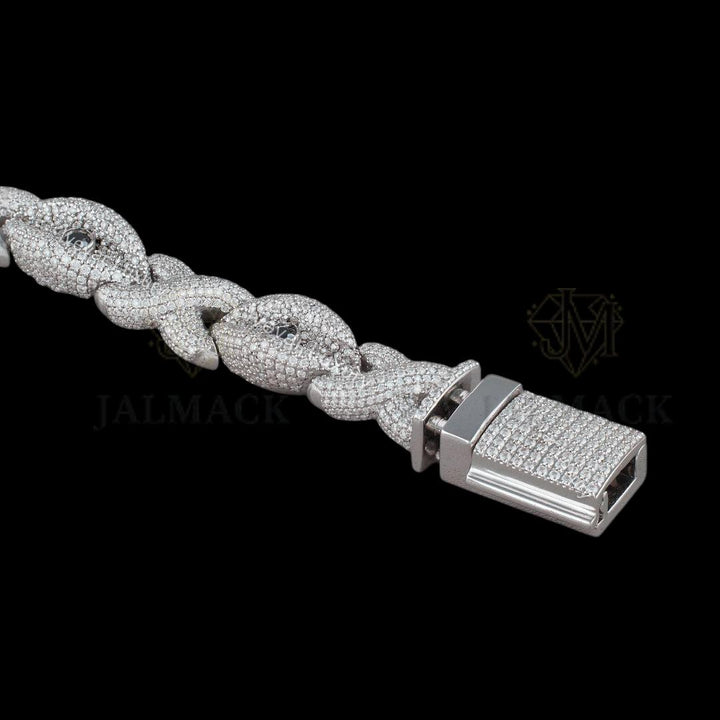 Silver Snake Moissanite Bracelet VVS1 D Colour Fully Iced Out